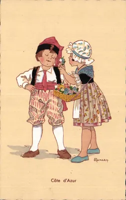 Crianças brincando com flores — Côte d'Azur — Editor Étienne Spassky