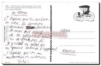 Billy Phinney — kopalnia w miejscu przetwarzania rud — PIONEER POSTCARDS — Rewers