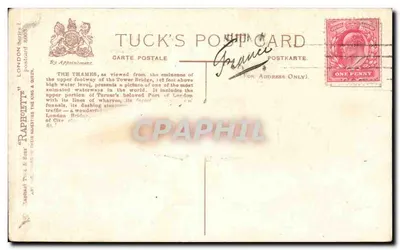Londres - Rio Thames a partir do Tower Bridge — Série Tuck's Postcard 1 — Verso