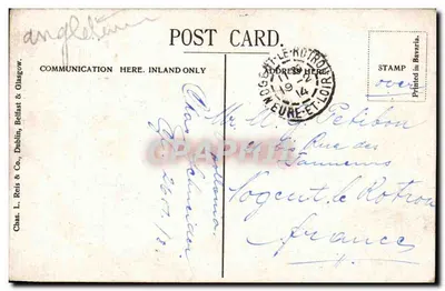 Killiney Hill, Co. Dublin — vista do trem e da praia — editor Chas. L. Reis & Co., Belfast — Verso