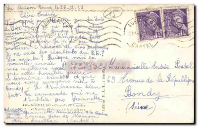 Aurillac - Cascata del Cravier - Cartolina d'epoca — Verso
