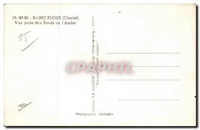 Saint-Flour (Cantal) — Widok z brzegów Ander — Wydawnictwo Véritable, Vichy — Rewers