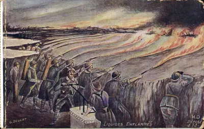 Liquides Enflammés — scène de combat avec incendies — éditeur H.D. Dépose, n° 573
