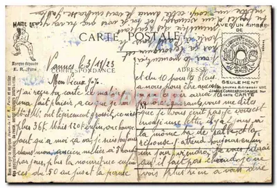 Expressões militares — caricatura de soldados em serviço — Halte-là E.R. Paris, modelo depositado n° 306 — Verso