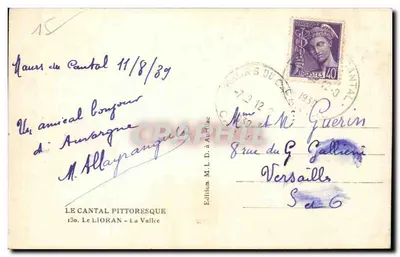 Wioska w górach — Le Cantal — Édition M.L. D. à Auillac — Rewers