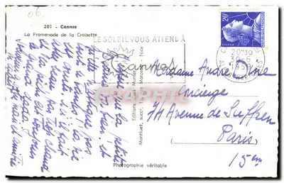 Cannes — Promenada Croisette — Wydawnictwo Munier, nr 201 — Rewers