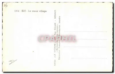 Eze — O velho vilarejo — Edição « LA CIGOGNE » — Verso