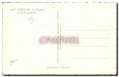 Menton - Kasyno i Promenada — Wydanie 'LA CIGOGNE' nr 1.677 — Rewers