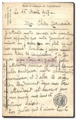 Soldado e mulher em uma sala — Os Seis Dias — G. Mathière, Editor, 38, Rue de Clichy, Paris — Verso