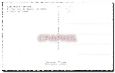 Audincourt (Doubs) — Widok z placu — Doubs, po prawej, Kowale — Combier de Macon — Rewers