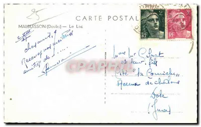 Malbuisson (Doubs) — O Lago — Editor Combier & Maison — Verso