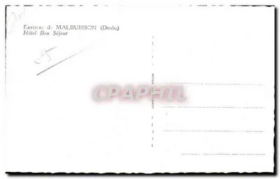 Hôtel Bon Séjour — Malbuisson (Doubs) — Lombard Nacon — Verso