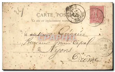 Bilhete postal antigo Chatillon en Diois Vista geral — Verso