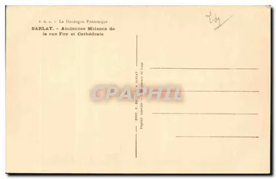 Sarlat — Stare domy ulicy Foy i Katedra — Fot. F. Daunais — Rewers