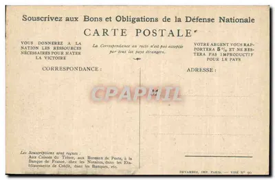 Soldado en acción — Slogan patriótico — Devambez, Imp. Paris, Visé N° 90 — Reverso