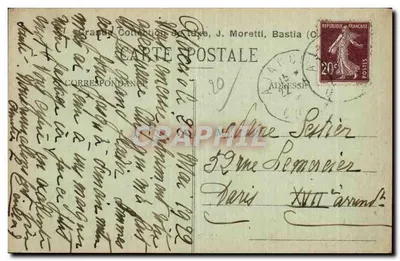Ajaccio (Korsyka) przez oliwki Casone — J. Moretti, nr 1427 — Rewers