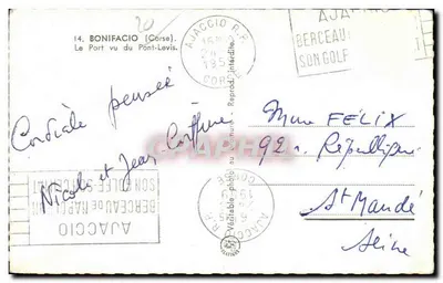 Port z widoku z mostu Levis — Ajaccio, Korsyka — reprodukcja — Rewers