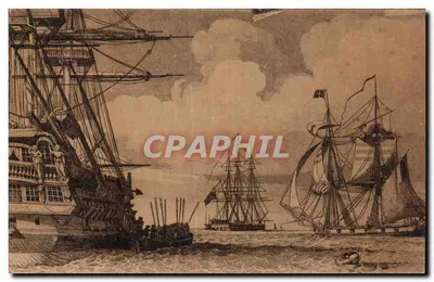 Embarque de Napoleão I no « Le Bellerophon » na enseada da Ilha d'Aix — 15 de julho de 1815 — Éditions Artistiques Raymond Bergevin, La Rochelle