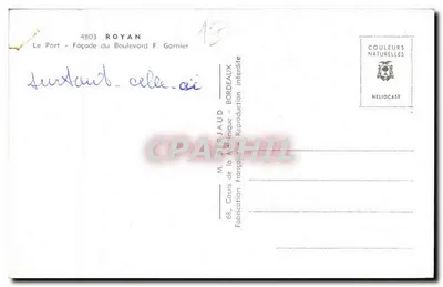 Le Port - Façade du Boulevard F. Garnier — Royan — éditeur M. Berjaud — Verso