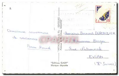 Châtelaillyon — Praia, Casino, Palácio do Atlântico — Editor Artaud Frères & Fils, Nantes — Verso