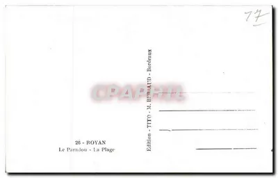 La Plage à Royan — vue de la côte — Édition TITO - M. BERLAUD - Bordeneux — Verso