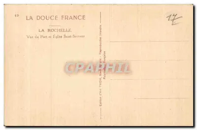 La Rochelle — Vue du Port et Église Saint-Sauveur — Édition d'Art YVON — Verso