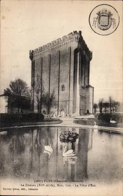 Pons (Charente-Inférieure) — O Donjon (século XII), Mon. hist. - A Peça d'Água — Guillier Frères, editor, Libourne