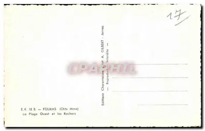 Fouras — Widok na zachodnią plażę i skały — Wydawnictwo Gilbert A. Jarnac — Rewers