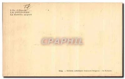 Wyspa Oleron — flotylla w portowym zakole — Wydawnictwo Artystyczne Raymond Bergevin, La Rochelle — Rewers