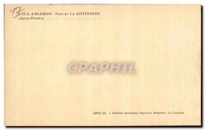 Porto de La Cotinière — Ilha de Oléron — Editor Raymond Bergevin, La Rochelle, n° 10731-14 — Verso