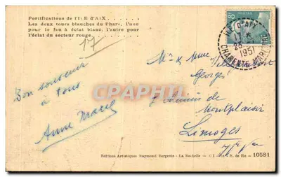 Fortificações da Ilha d'Aix — Farol e torres de sinalização — Edições Artísticas Raymond Bergevin — Verso