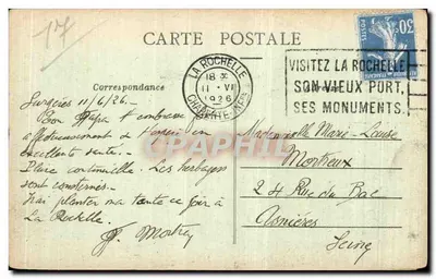 Castelo de POLÉON (Cantão de Surgères) — editor R. Berceyin, Rue des Merciers, La Rochelle — Verso