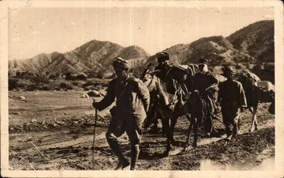 Un convoi de blessés à Kifane — La Guerre au Maroc — Photo Coutanson