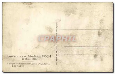 Pogrzeb marszałka Foch — Muzyka Coldstream Guards — Paryż 1929 — Rewers