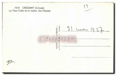 La Tour Colin en de rots van de Fileuses — CROZANT (Creuse) — Uitgave « LA CLOOGINE » — Achterkant
