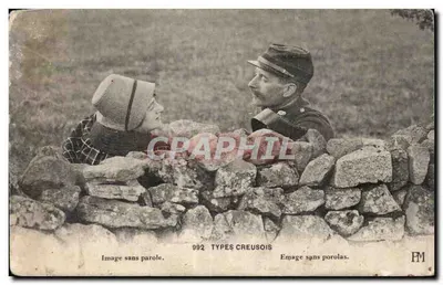Bilhete postal antigo Tipos Creusois Militar Mulher