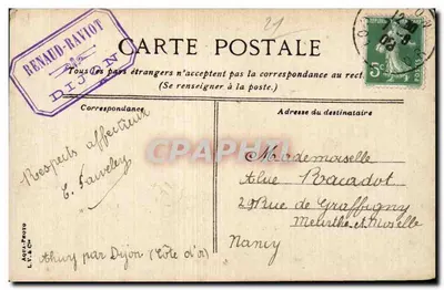 Square Darcy — Hotel de la Glache — Dijon — Verso