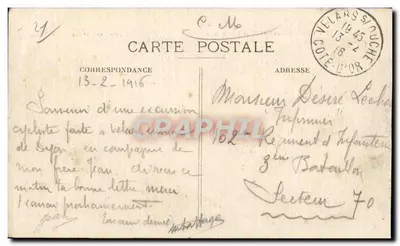 Bilhete postal antigo Velars sur Ouche Panorama Oeste O vilarejo — Verso