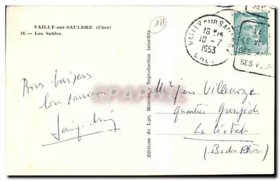 Vailly-sur-Sauldre (Cher) — Les Sables — Éditions du Lys, Moulines — Verso