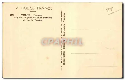 Tulle (Corrèze) — Widok na dzielnicę Barrière i rzekę Corrèze — Les Éditions d'Art YVON, Paryż — Rewers