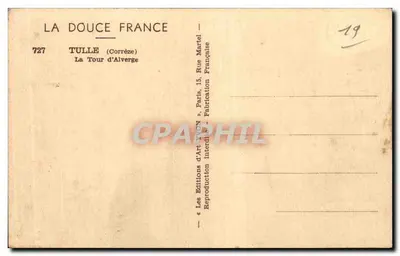 Tulle (Corrèze) — Wieża Alverge — Wydawnictwo Suvon — Rewers