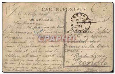Soldat vor einer Kriegsplakat — 'Aux Armes ! La Revanche 1914' — unbekannter Verleger, Nr. 10 — Rückseite