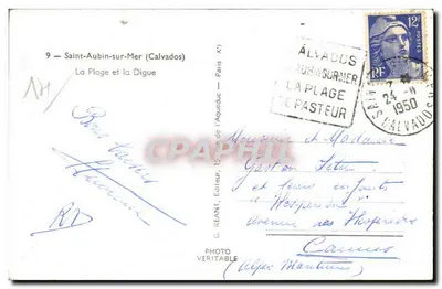 Saint-Aubin-sur-Mer — A Praia e a Digue — G. REANT, Editor, Paris — Verso