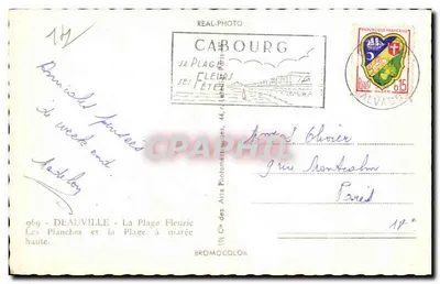 Deauville - A Praia Florida - As Planchas e a Praia com maré alta — Cirque des Arts Photographiques, n°969 — Verso