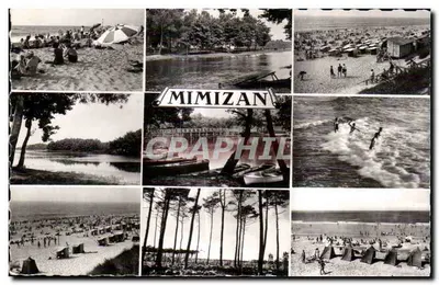 Mimizan — vista panorâmica da praia, do lago e dos pinheiros — Graphphil