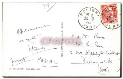 Poligny — Widok ogólny — C.A.P. (51) REAL-PHOTO — Rewers
