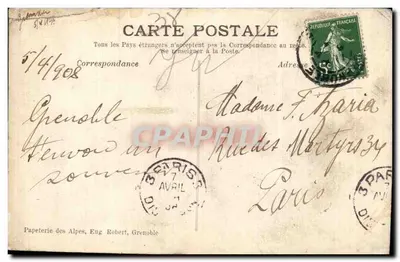 Sassenenage — Pejzaże i wodospady — Papeterie des Alpes, Eug. Robert, Grenoble — Rewers