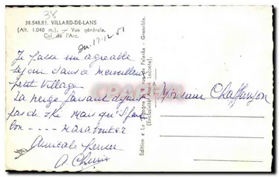 Villard-de-Lans — Vista general — Edición « La Cigogne » Andrée Leconte — Reverso