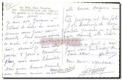 Villard-de-Lans — ogólne widok i Cornafion (2031 m.) — Wydawnictwo Sztuki Grenoble — Rewers