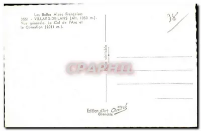Villard-de-Lans — Ogólny widok, Przełęcz Arc i Cornafion — Wydawnictwo Art André, Grenoble — Rewers